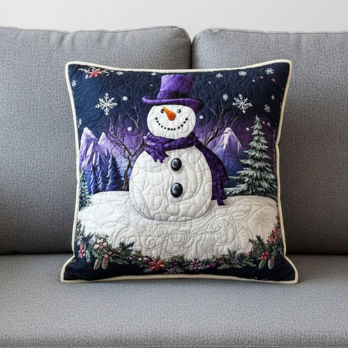 Purple Snowman Quilted Pillow Case NCU0NT10284