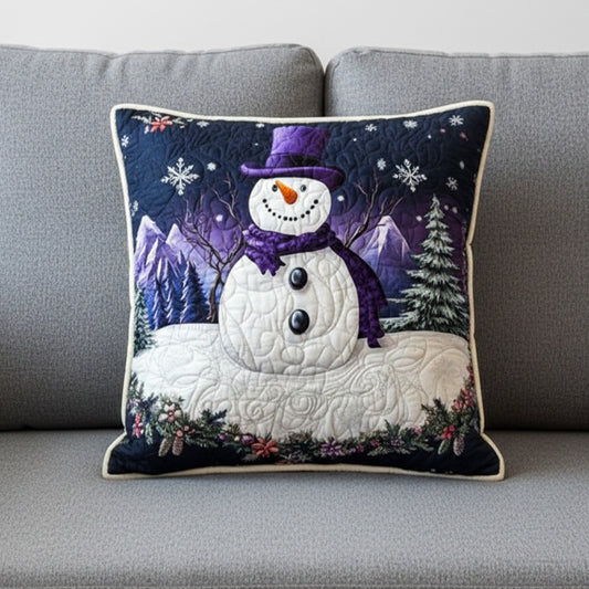 Purple Snowman Quilted Pillow Case NCU0NT10284