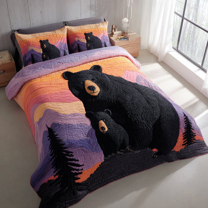 Purple Bear Ridge 3-Piece Quilted Bedding Set NCU0HH1415