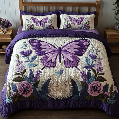 Purple Breeze 3-Piece Quilted Bedding Set NCU0VH5832