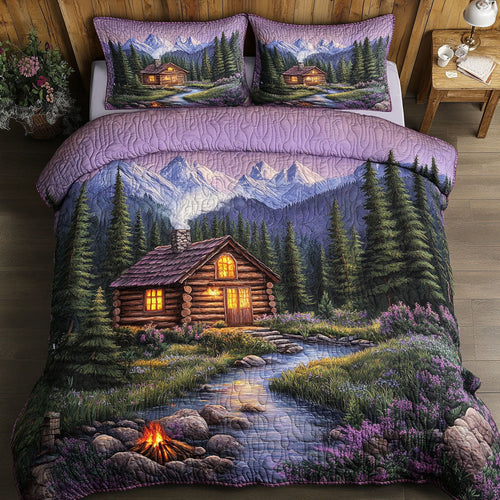 Purple Cabin Meadow 3-Piece Quilted Bedding Set NCU0NT5168