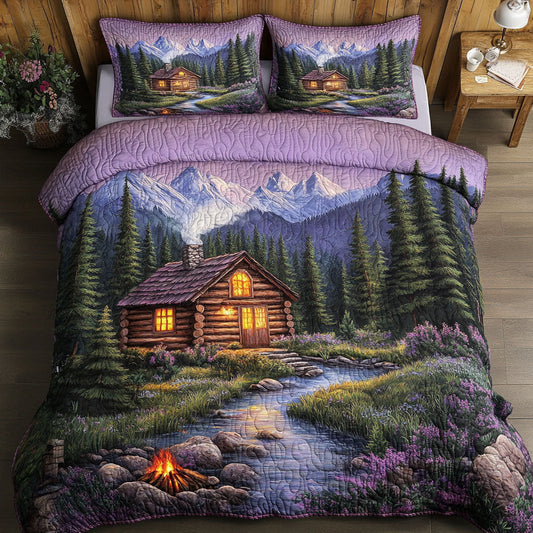 Purple Cabin Meadow 3-Piece Quilted Bedding Set NCU0NT5168