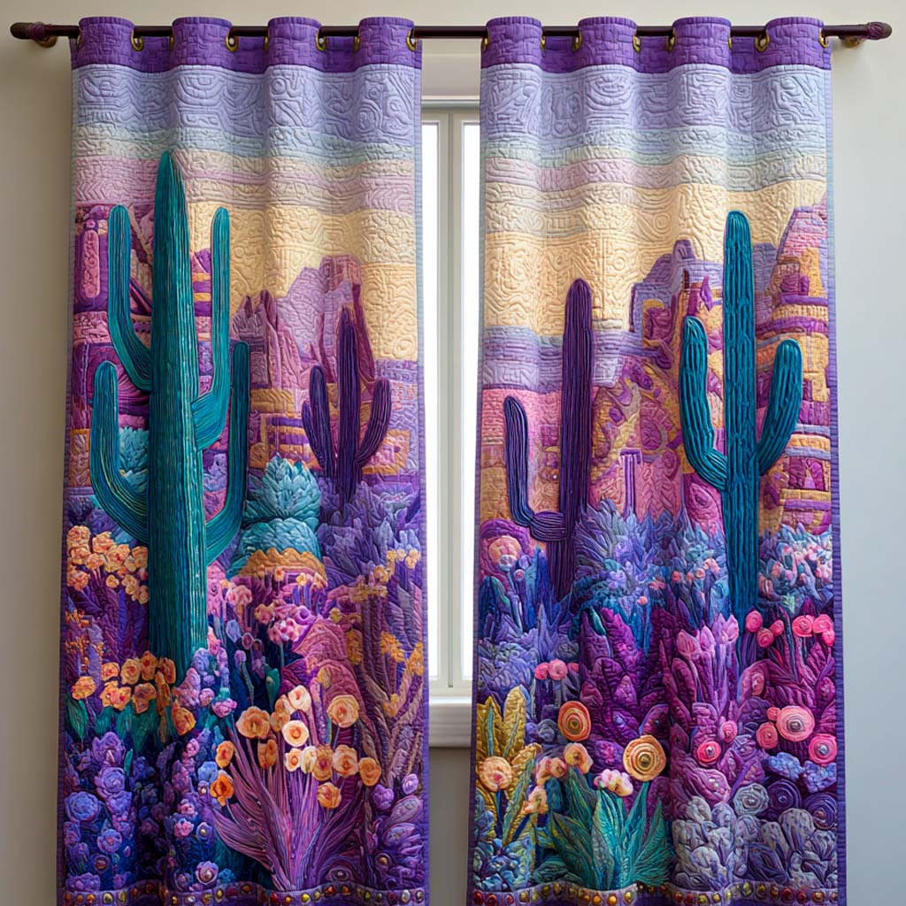 Purple Desert Bloom Quilted Curtains NCU0XD1993