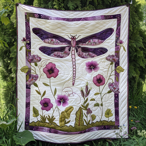 Purple Dragonfly Elegance Quilted Blanket NCU0PD371