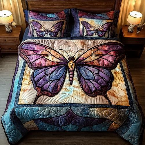 Purple Flight 3-Piece Quilted Bedding Set NCU0NT6550