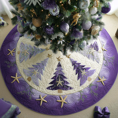 Purple Frosty Pines Village Christmas Quilted Tree Skirt NCU0PT10292
