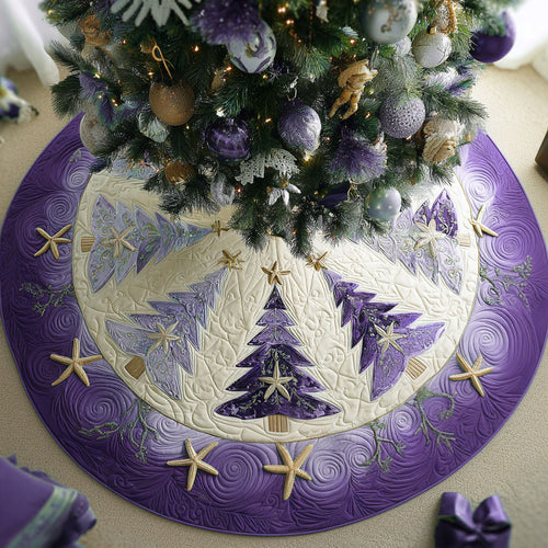 Purple Frosty Pines Village Christmas Quilted Tree Skirt NCU0PT10292