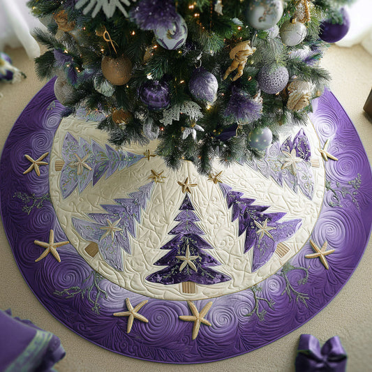Purple Frosty Pines Village Christmas Quilted Tree Skirt NCU0PT10292