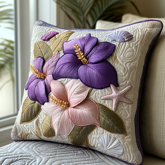 Purple Hibiscus Quilted Pillow Case NCU0DV5358