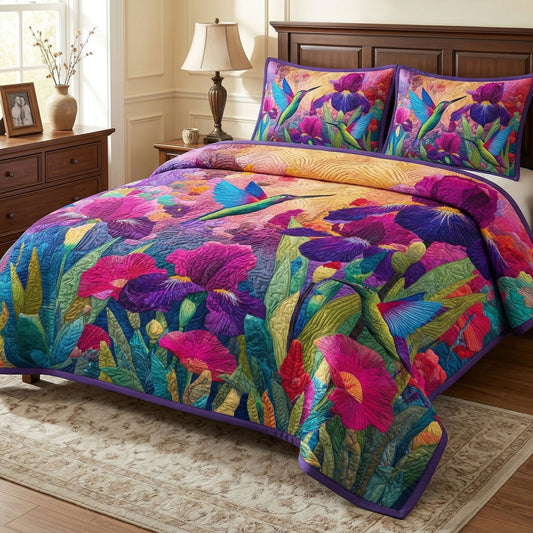 Purple Iris Flight 3-Piece Quilted Bedding Set NCU0NT12735