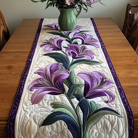 Purple Lilies Quilted Table Runner NCU0NT4635