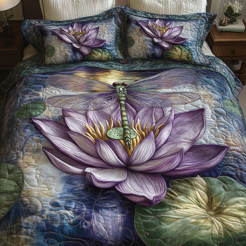 Purple Lotus Harmony 3-Piece Quilted Bedding Set NCU0NT3748