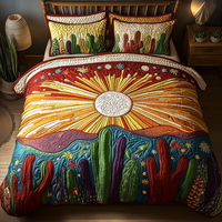 Purple Majesty Cactus 3-Piece Quilted Bedding Set NCU0VL1074