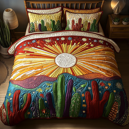 Cactus Sunset 3-Piece Quilted Bedding Set NCU0VL1074