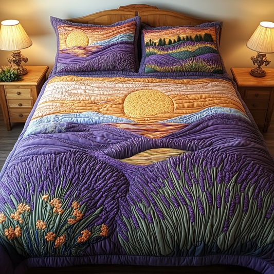 Purple Meadow 3-Piece Quilted Bedding Set NCU0VL2474