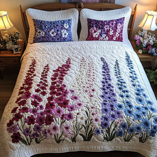 Purple Mist Flowers 3-Piece Quilted Bedding Set NCU0PT6880
