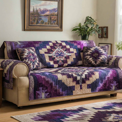 Purple Native Quilted Sofa Cover NCU0XD2428