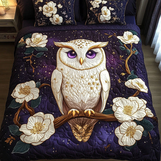 Purple Owl 3-Piece Quilted Bedding Set NCU0NT3367