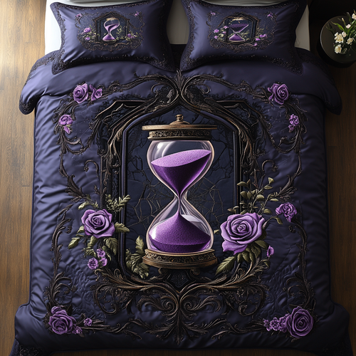 Purple Passion Bloom 3-Piece Quilted Bedding Set NCU0DV3856