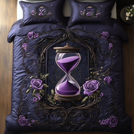 Purple Passion Bloom 3-Piece Quilted Bedding Set NCU0DV3856