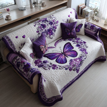 Purple Petals Quilted Sofa Cover NCU0PT10946
