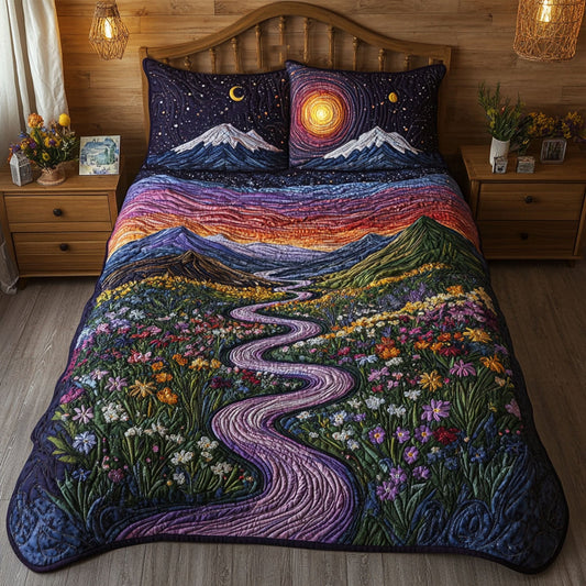 Purple Reflections 3-Piece Quilted Bedding Set NCU0PT7155