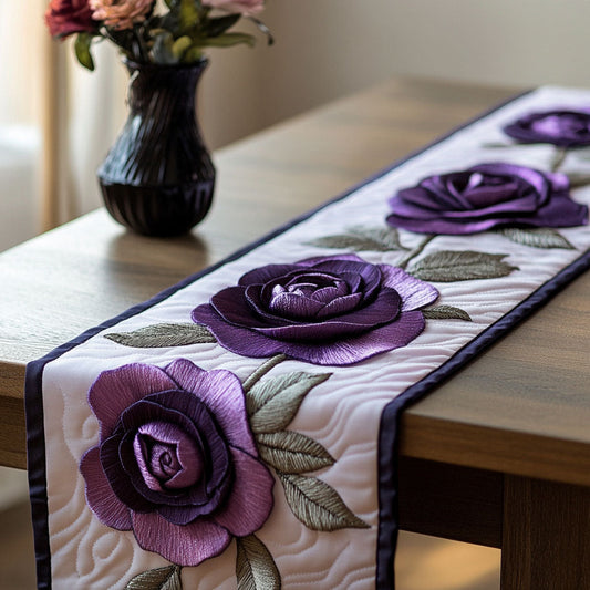 Purple Rose Charm Quilted Table Runner NCU0NT4626