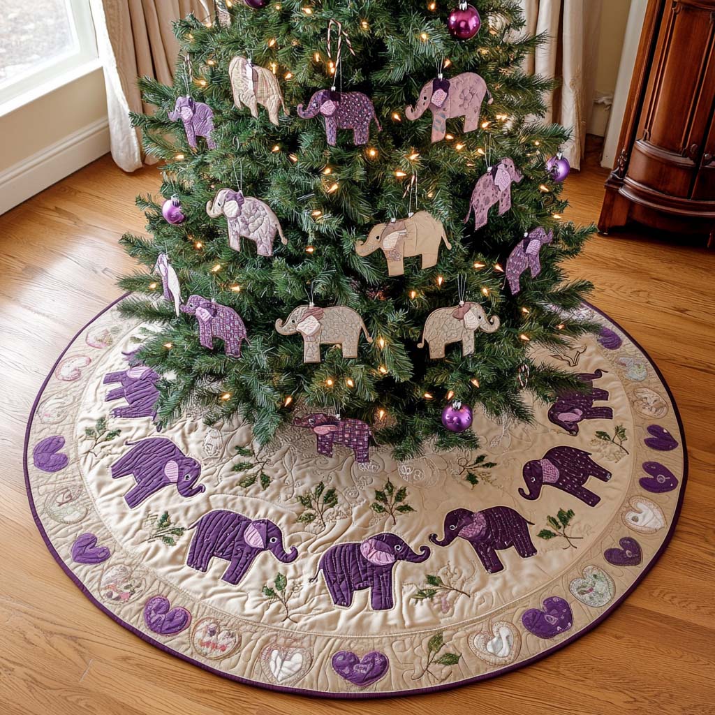 Purple Safari Christmas Quilted Tree Skirt NCU0NT2235