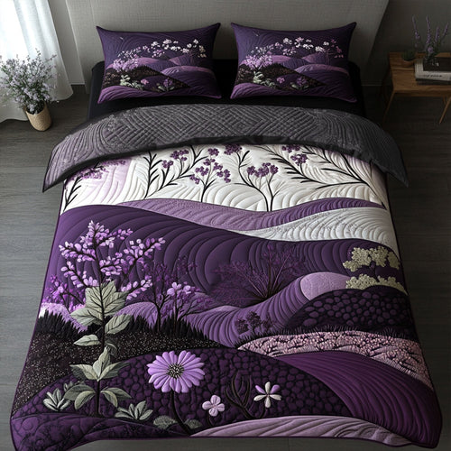 Purple Serenity 3-Piece Quilted Bedding Set NCU0PT7082