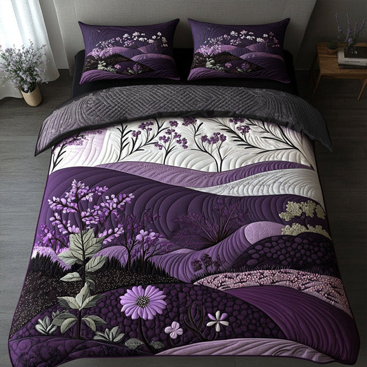 Purple Serenity 3-Piece Quilted Bedding Set NCU0PT7082