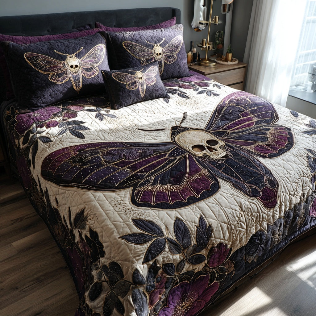 Purple Skull 3-Piece Quilted Bedding Set NCU0VL3737