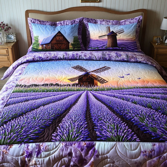 Purple Tranquility 3-Piece Quilted Bedding Set NCU0NT6768