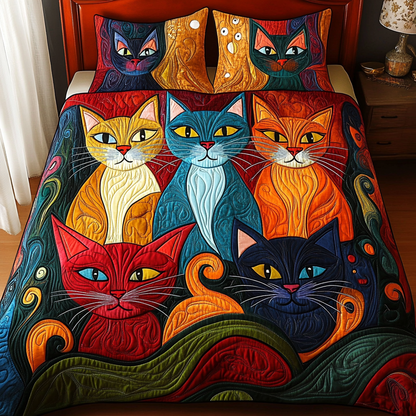 Purr Haven 3-Piece Quilted Bedding Set NCU0VH850