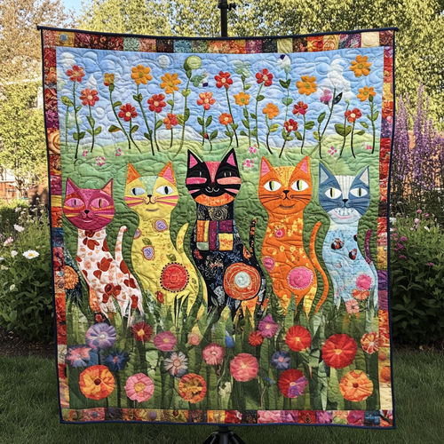 Purr Patchwork Quilted Blanket NCU0VH2446