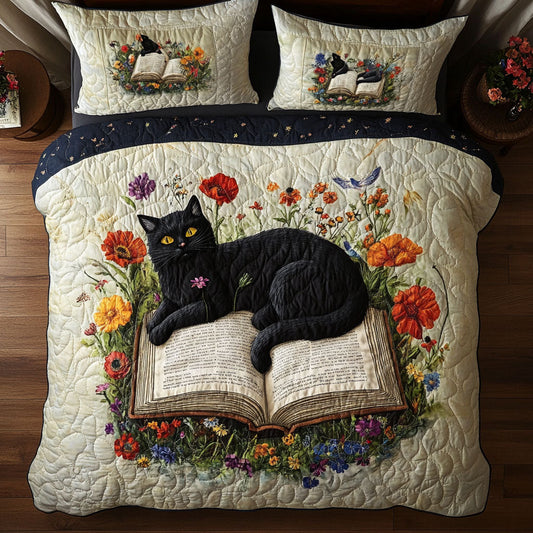 Purr and Read 3-Piece Quilted Bedding Set NCU0NT6698