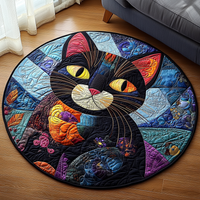 Purr and Bloom Quilted Round Mat NCU0DV2576