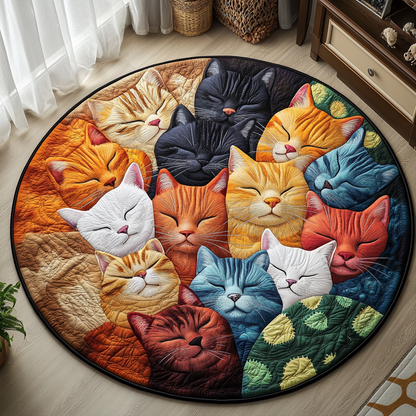 Purrfect Cat Haven Quilted Round Mat NCU0PD904