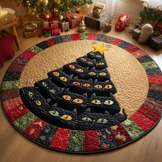 Purrfect Christmas Tree Quilted Round Mat NCU0TV167