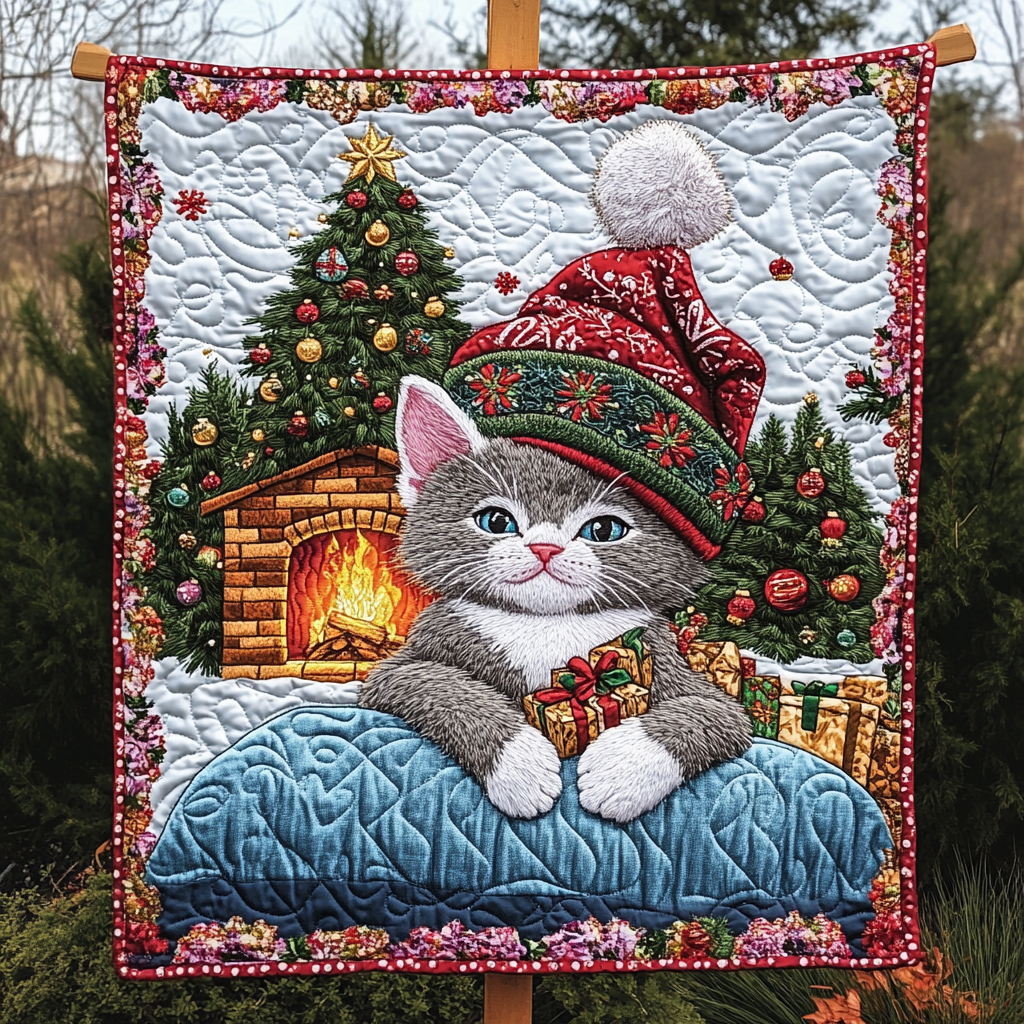 Purrfect Holiday Cheer Quilted Blanket NCU0DK1505