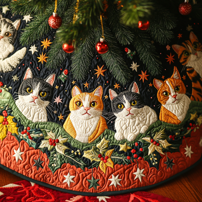 Purrfect Holiday Spirit Christmas Quilted Tree Skirt NCU0DV1503