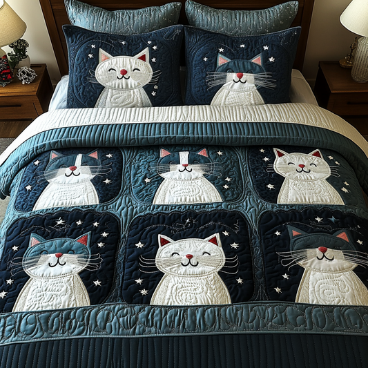 Purrfect Night Sky 3-Piece Quilted Bedding Set NCU0VH1083