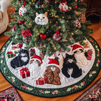 Purrfect Noel Christmas Quilted Tree Skirt NCU0NT1755