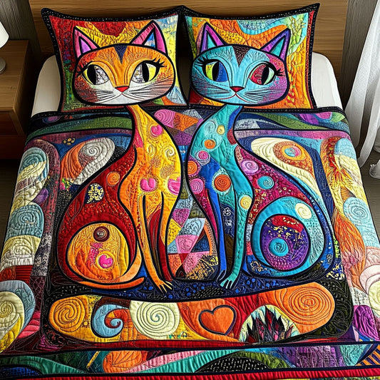 Purrfect Pair 3-Piece Quilted Bedding Set NCU0PT2982
