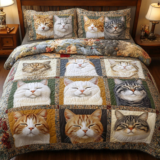 Purrfect Pals 3-Piece Quilted Bedding Set NCU0DK11944