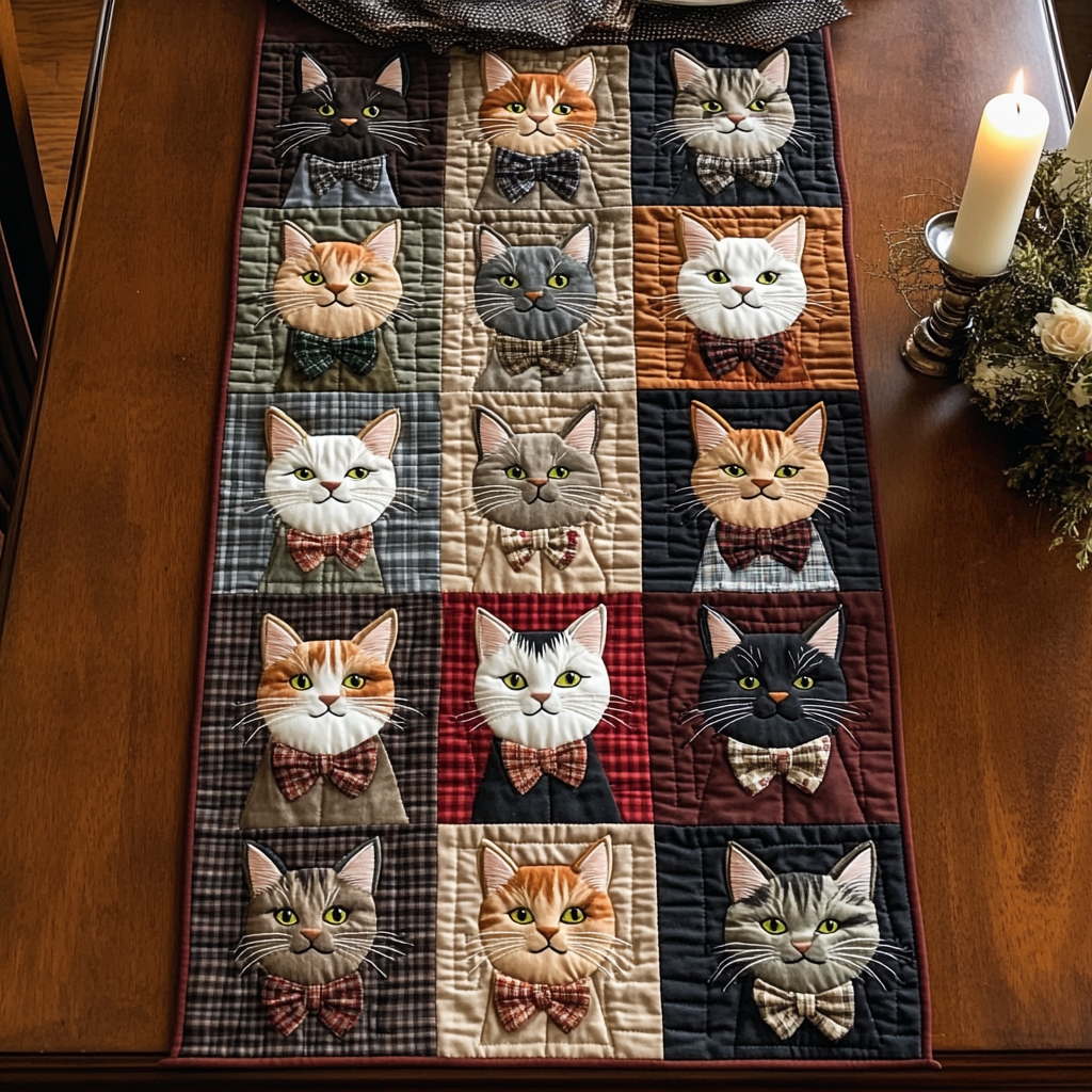 Purrfect Path Quilted Table Runner NCU0VH4368
