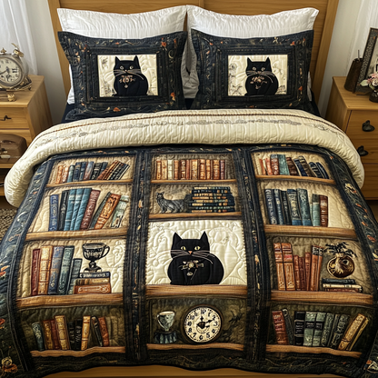 Purrfect Reads 3-Piece Quilted Bedding Set NCU0VL2199