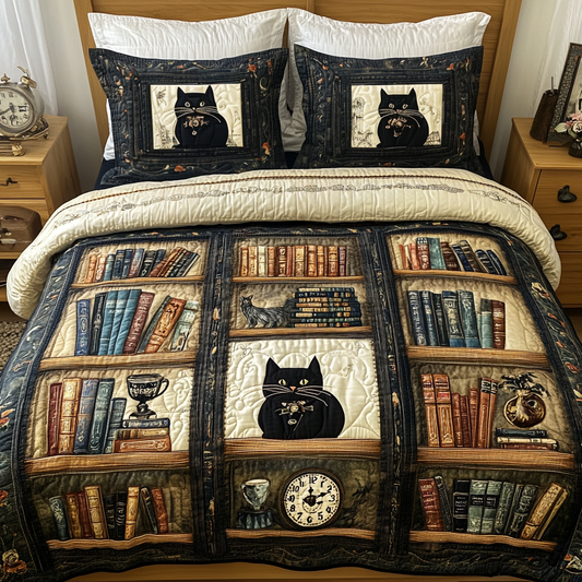 Purrfect Reads 3-Piece Quilted Bedding Set NCU0VL2199
