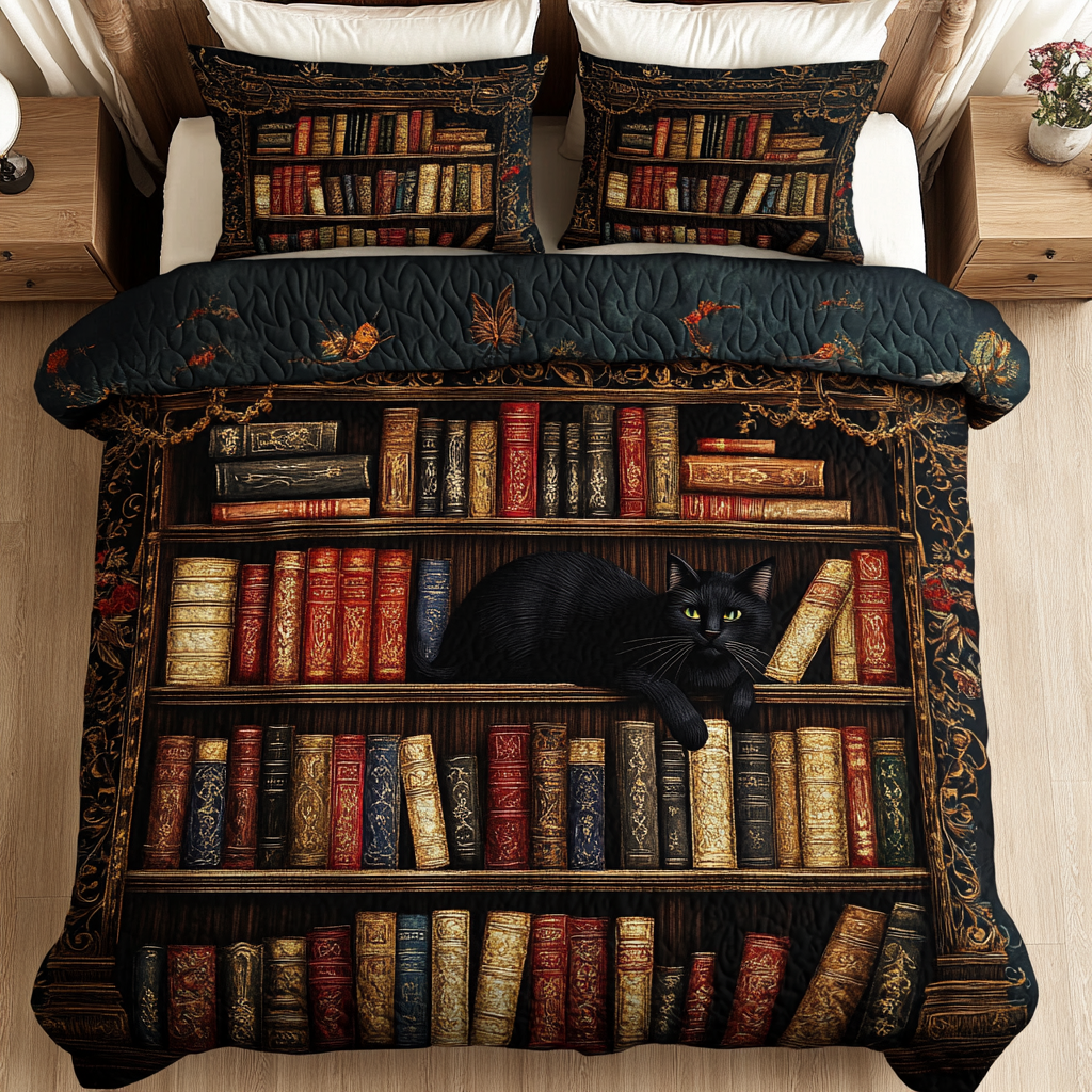 Purrfect Shelf 3-Piece Quilted Bedding Set NCU0VH3713