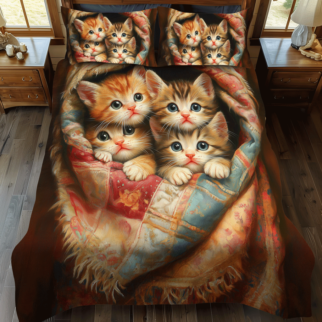 Purrfectly Cozy 3-Piece Quilted Bedding Set NCU0TL1066