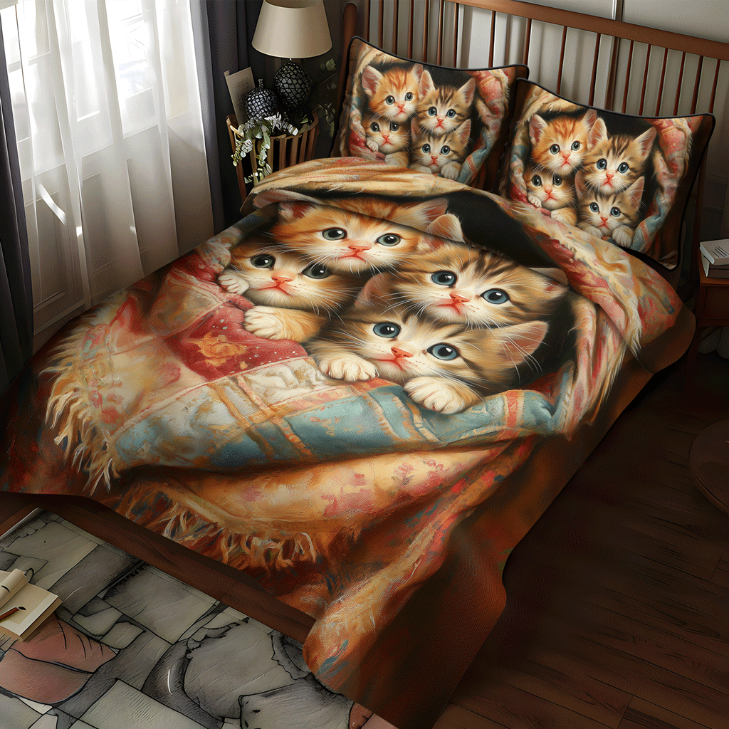 Purrfectly Cozy 3-Piece Quilted Bedding Set NCU0TL1066